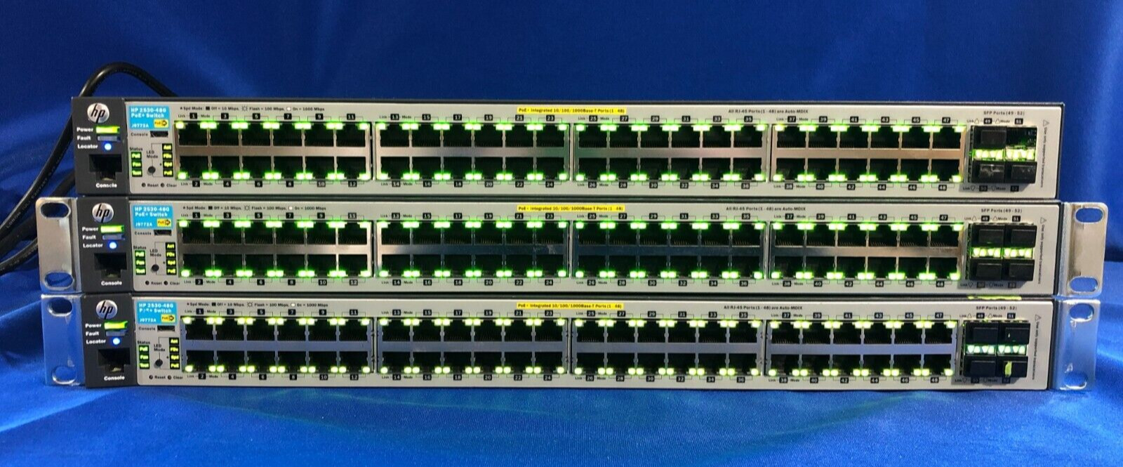 Lot: 3x HP 2530-48G PoE+ Switch J9772A 48-Port - Ports Tested - Read Description