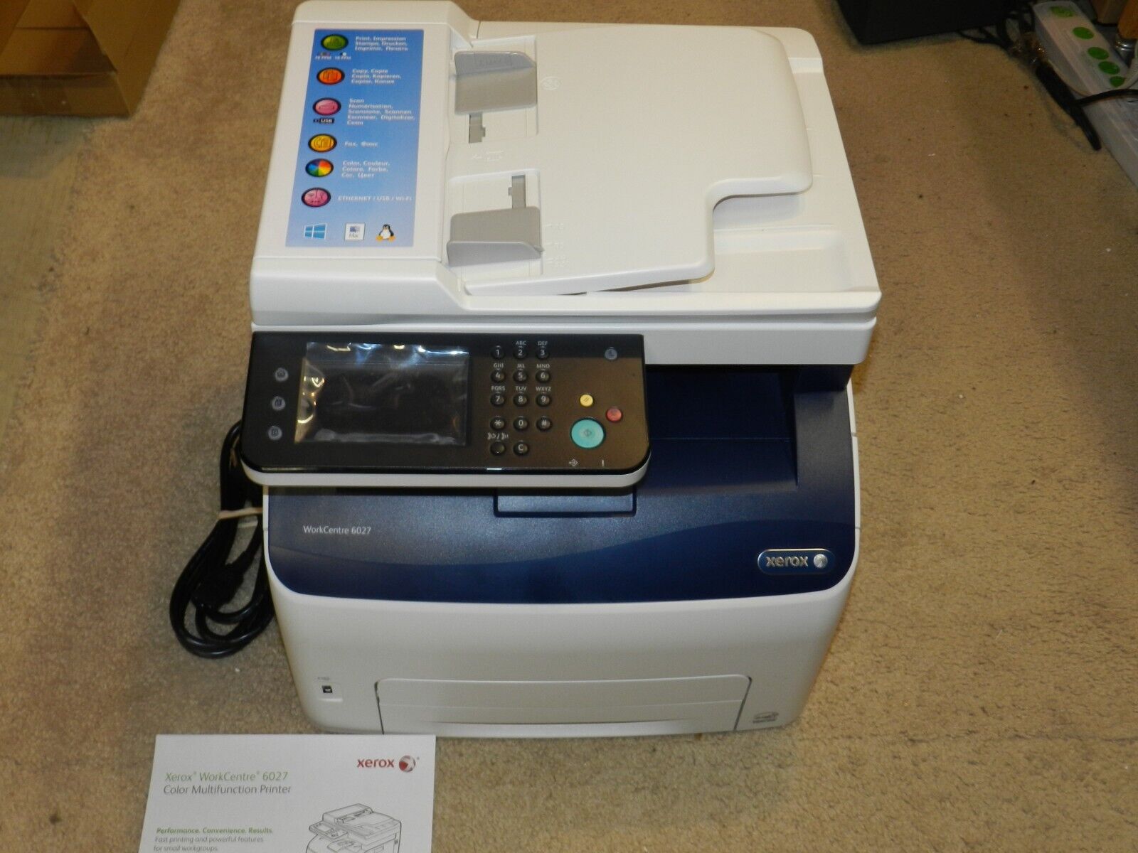 Xerox WorkCentre 6027 Wireless Color Laser Printer Copy Fax Scan NEAR MINT