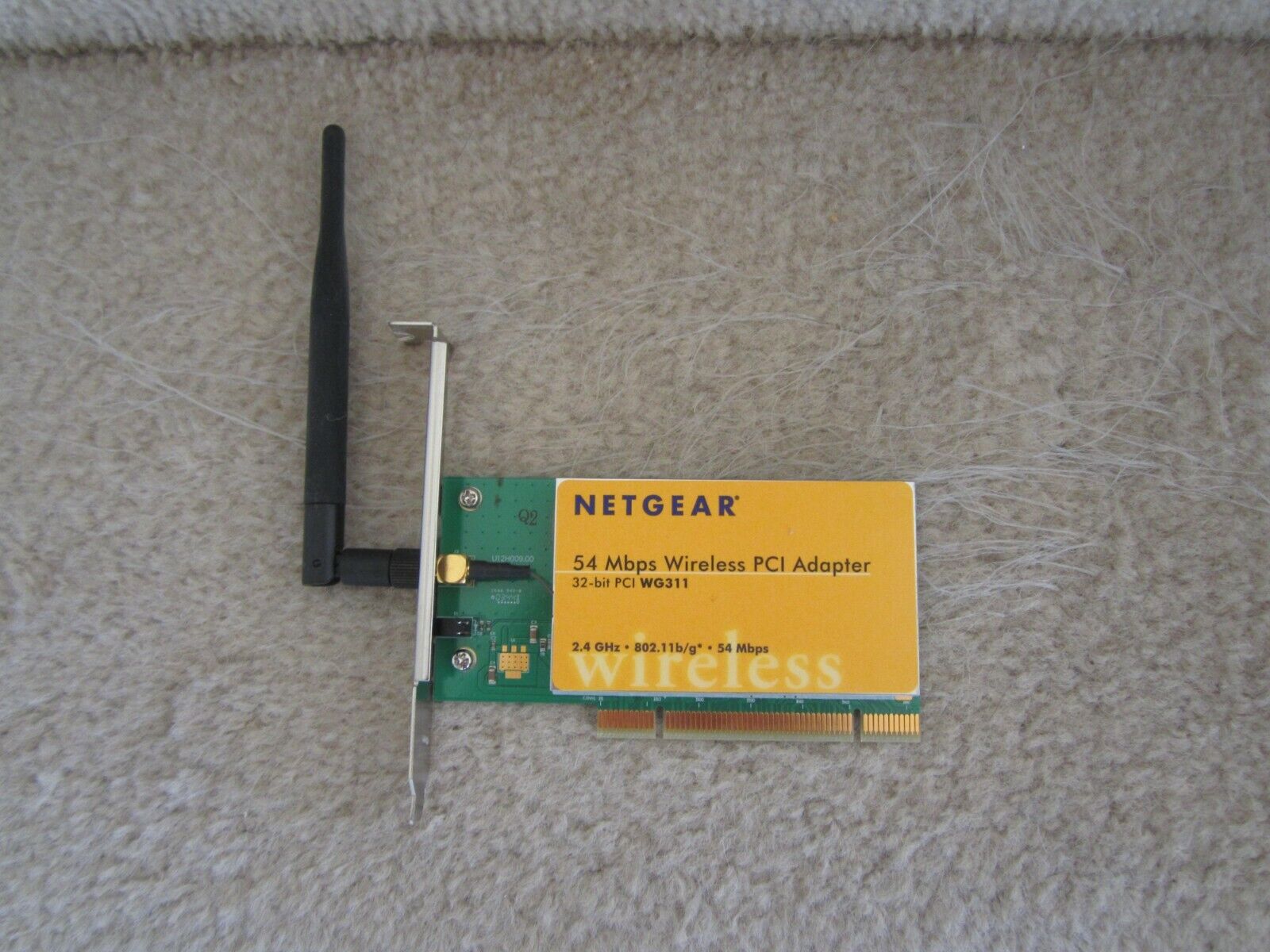 NETGEAR WG311 54MBPS 32-bit 2.4GHz WIRELESS PCI ADAPTER CARD w/ANTENNA - WORKS