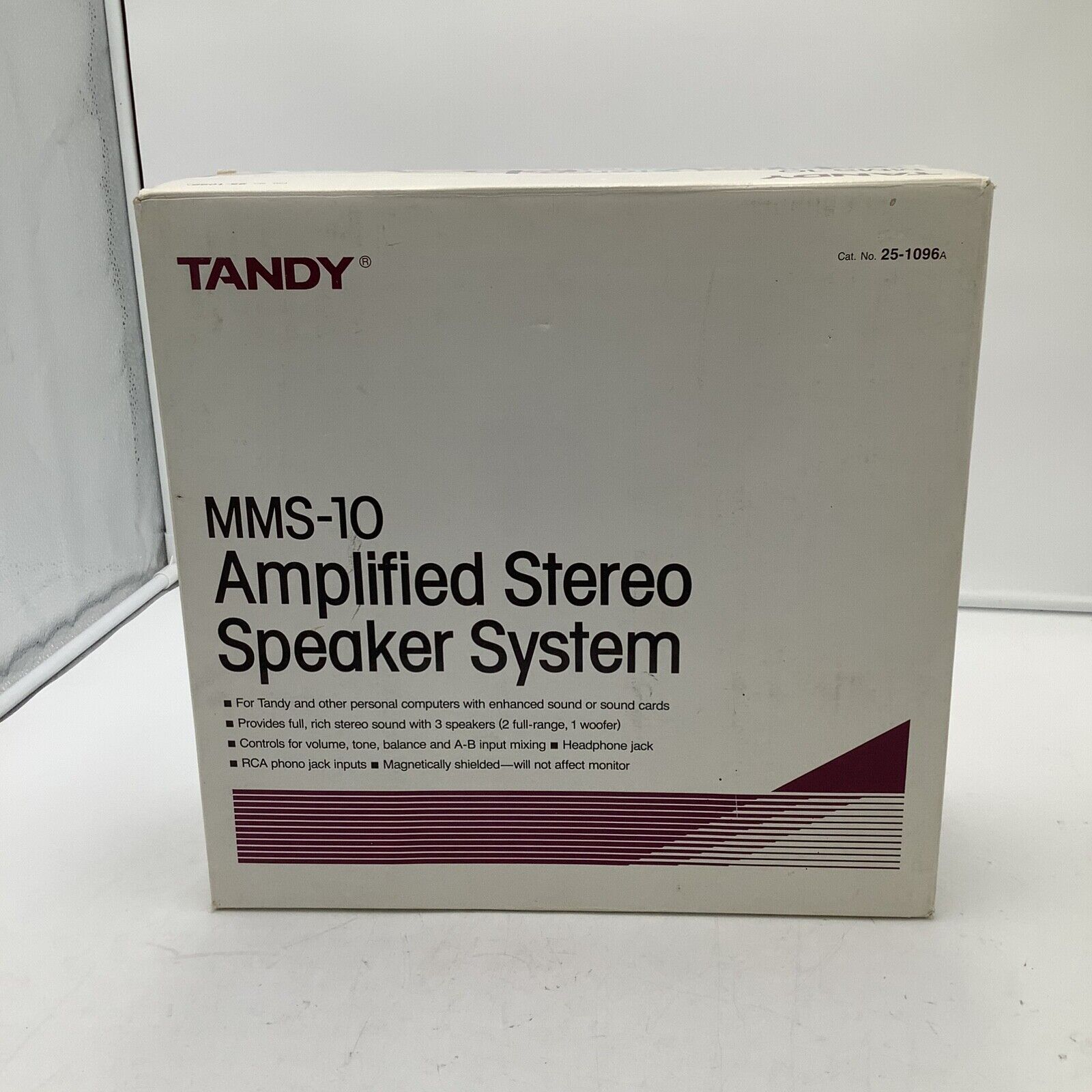 Vintage Tandy (MMS-10) Amplified Speaker System W/ Original Box & Cords