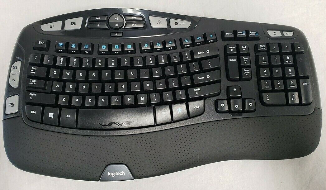 Logitech K350 Black Wave Unifying Wireless Keyboard NO USB RECEIVER DONGLE