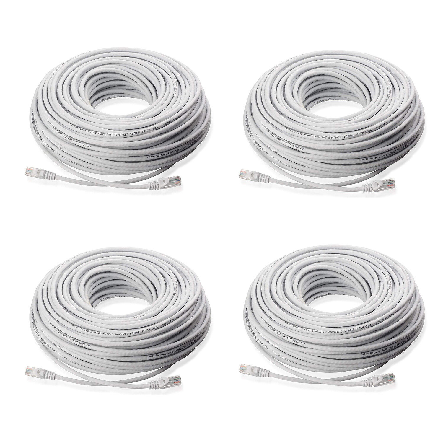 4-Pack 100FT CAT5 Cat5e Ethernet Cable RJ45 Network Wire Router PoE Switch Cord