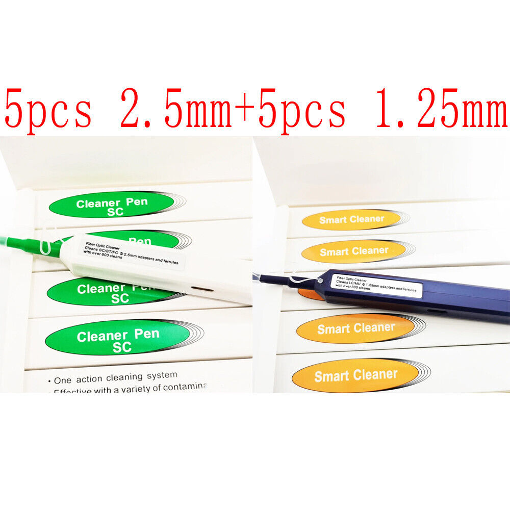 10pcs 5pcs One Click 2.5mm SC FC Cleaner 5pcs 1.25mm LC Fiber Optic Cleaning Pen