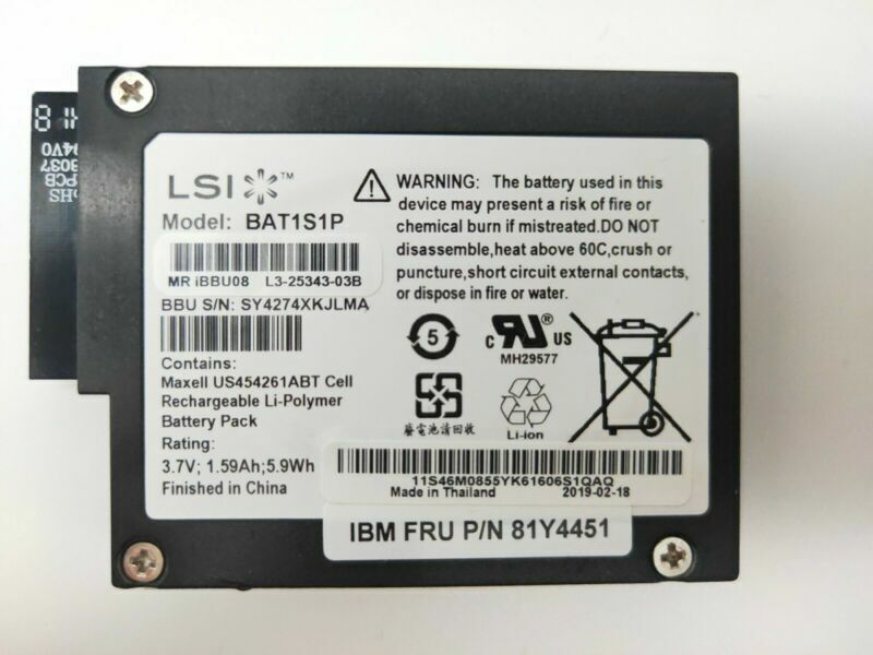 LSI BBU08 IBM 81Y4451 BAT1S1P For M5015 M5014 M5000 9260 9280 Raid Battery