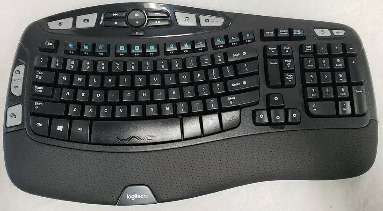 Ergo Logitech K350 Black Wave Unifying Wireless Keyboard NO USB RECEIVER DONGLE