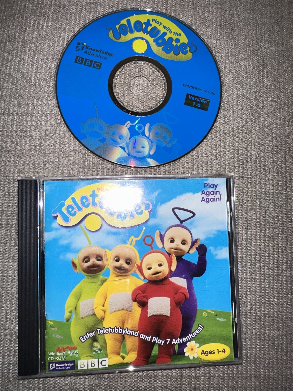 PLAY WITH THE TELETUBBIES BBC Vintage Software Game Windows PC CD-ROM Disc 1998