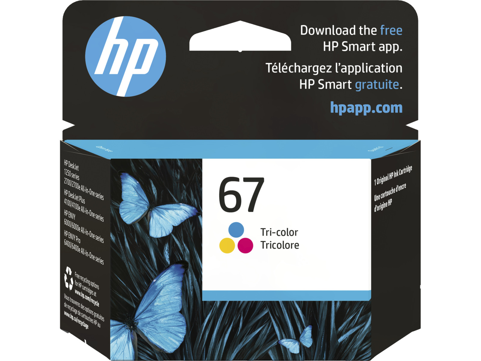 HP 67 Tri-color Original Ink Cartridge, ~100 pages, 3YM55AN#140