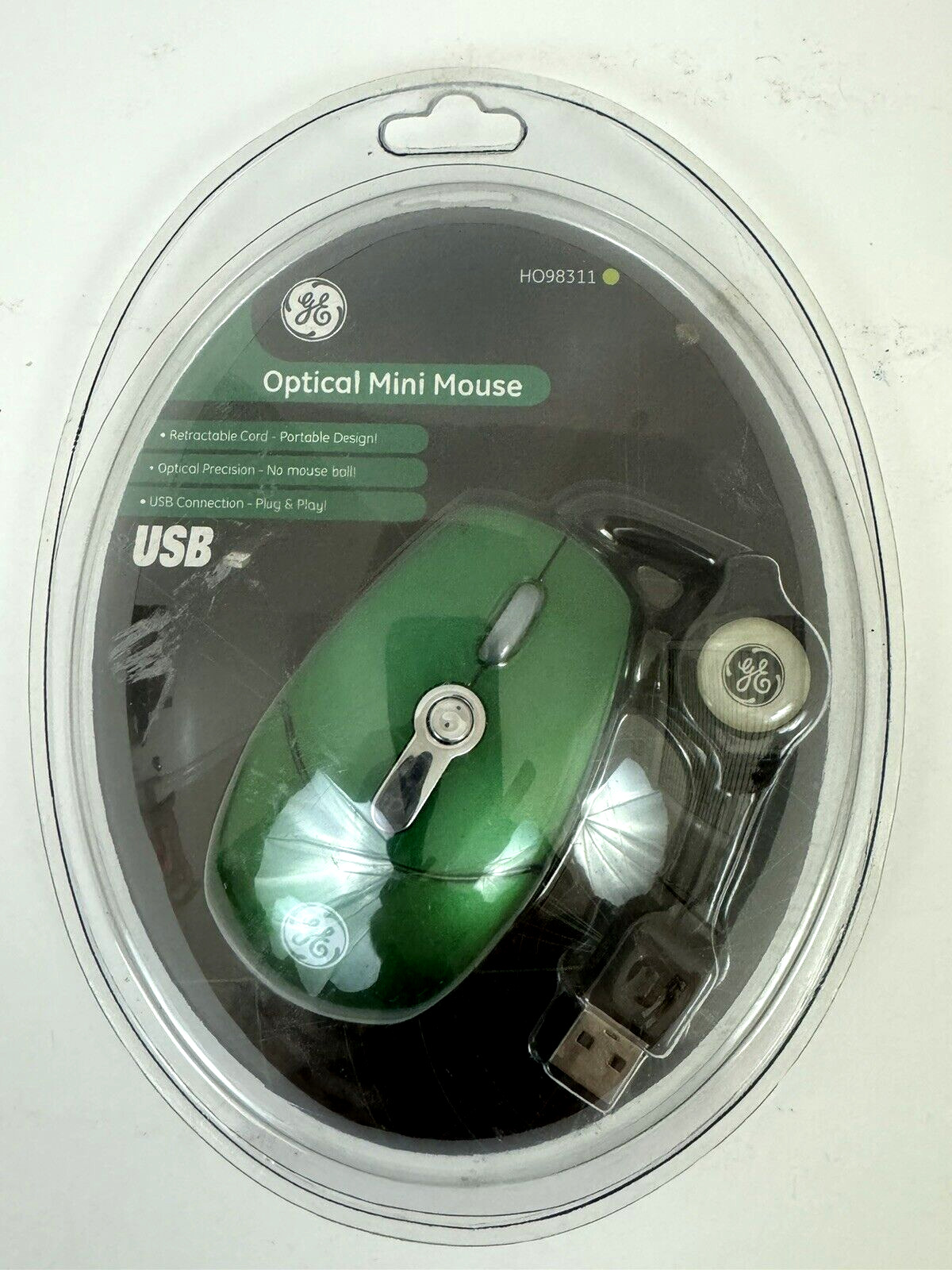 GE Mini Retractable Optical Travel Mouse General Electric - New Sealed