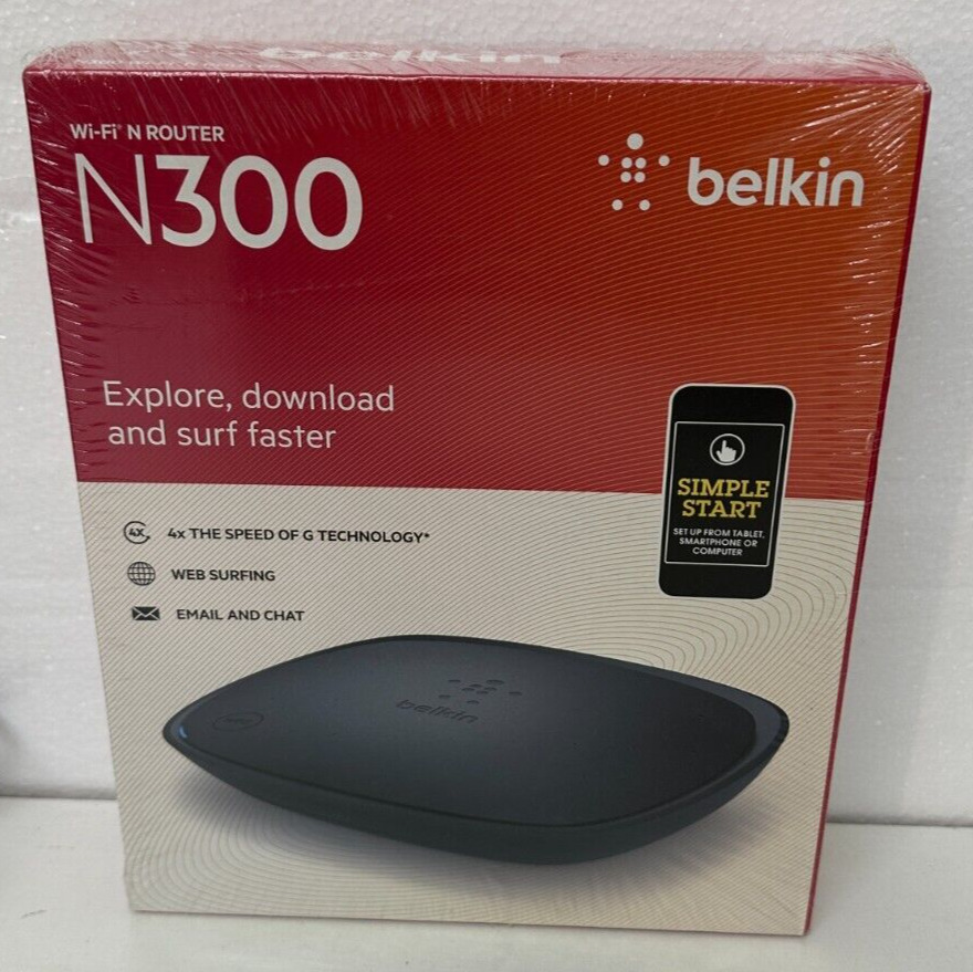 Belkin N300 300 Mbps 4-Port 10/100 Wireless N Router New Sealed.