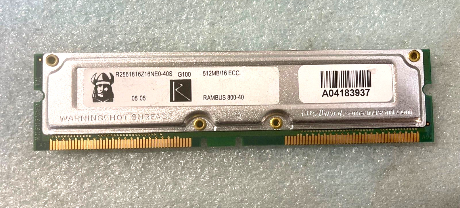 SAMSUNG 512 MB RAMBUS MEMORY MODULE 800-40 R2561816Z16NE0-40S RM2-CMP52-13