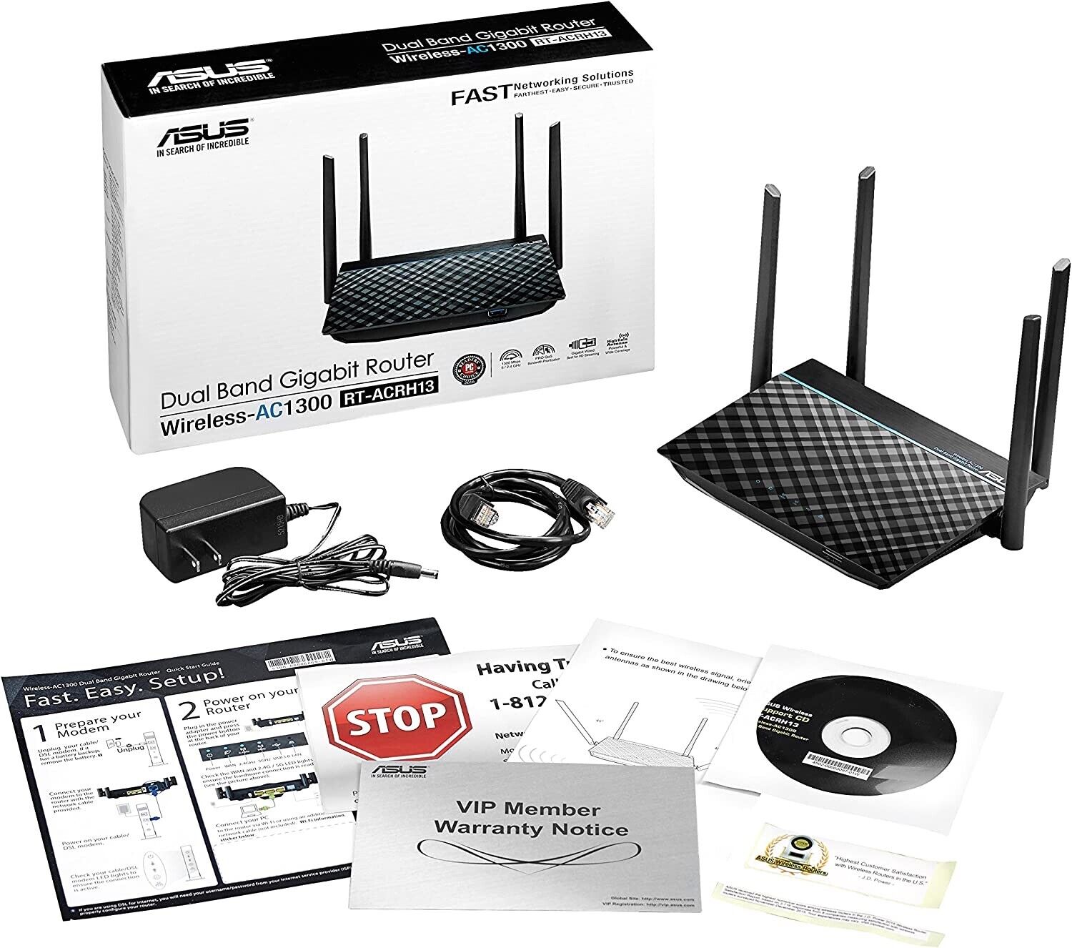 New Sealed Asus RT-ACRH13 AC1300 WiFi Router Dual Band Gigabit Wireless Router