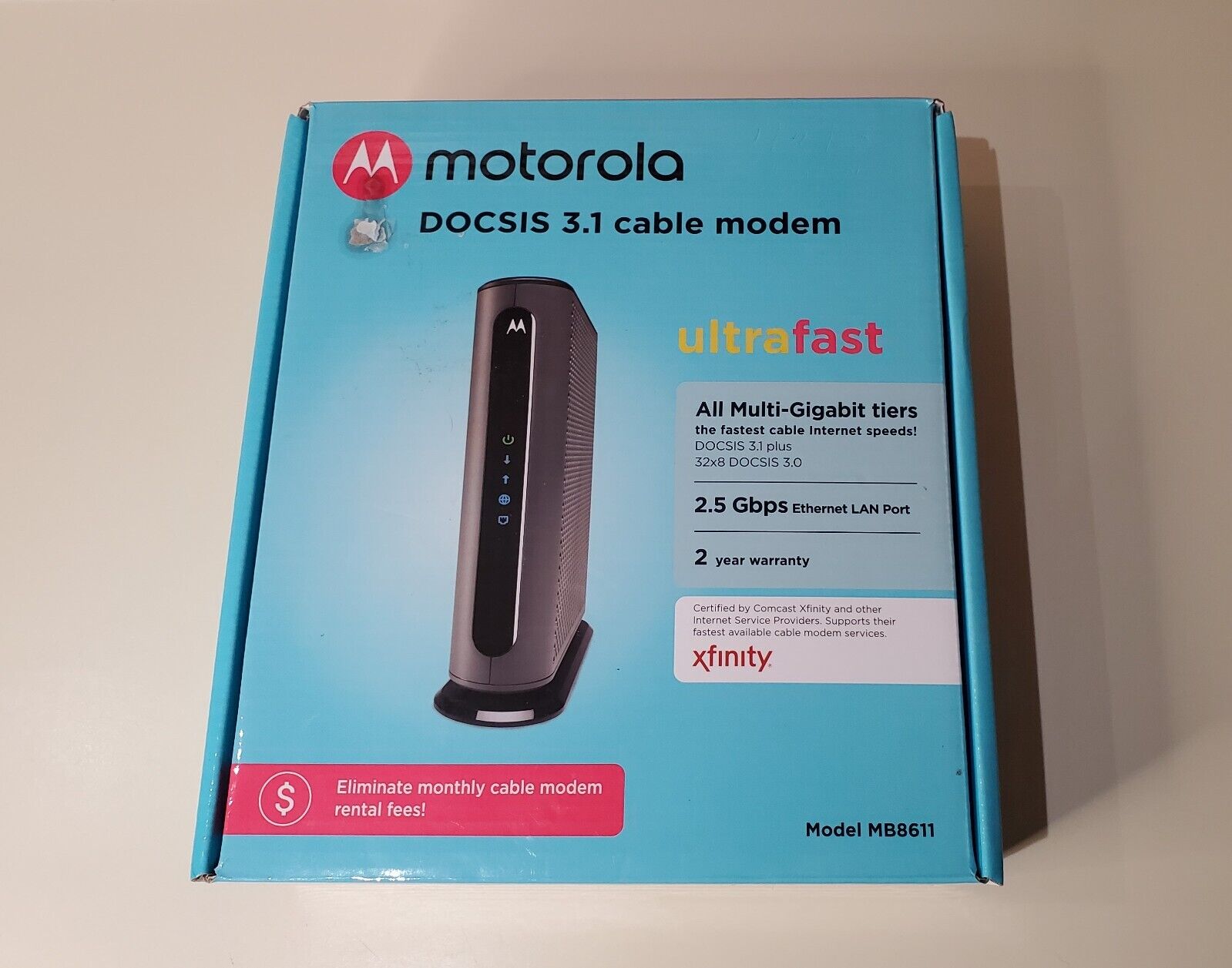 Motorola MB8611 DOCSIS 3.1 Cable Modem Multi-Gigabit 2.5GB Ethernet