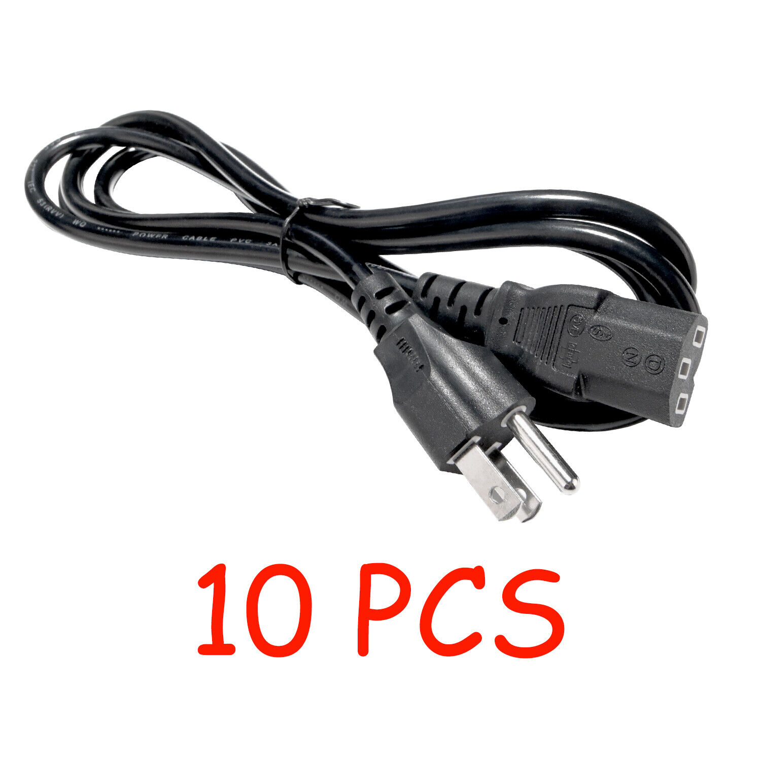 Lot of 10-100 AC Power Cord Cable Desktop Monitor Computer PC 6ft IEC320
