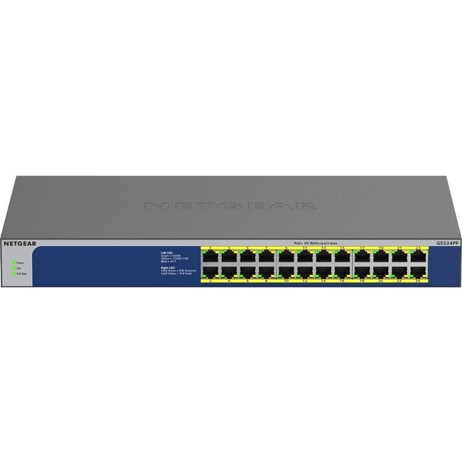 NETGEAR NETGEAR 24-Port Gigabit Ethernet Unmanaged PoE Switch GS524PP-100NAS
