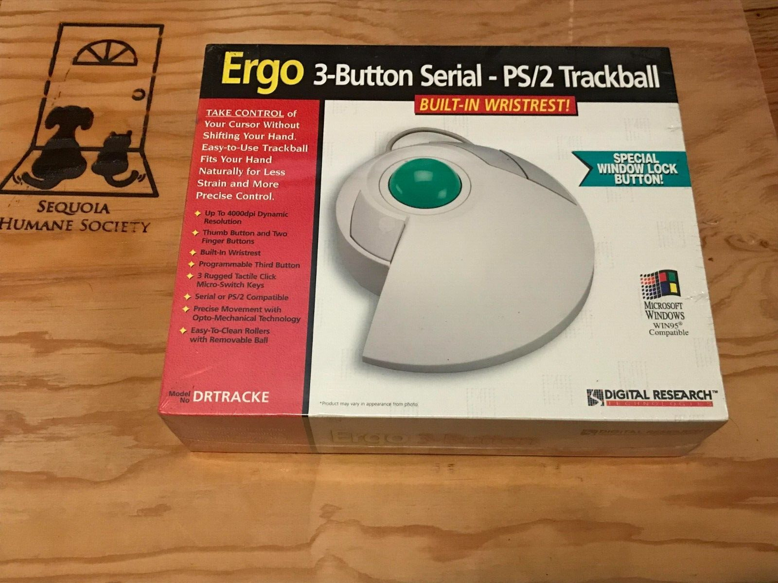 Digital Research Technology Ergo 3-Button Serial PS/2 Trackball Mouse
