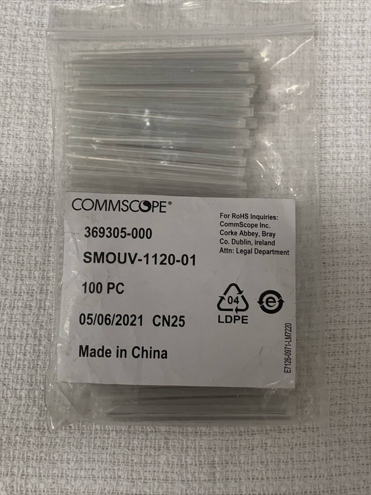 100 Commscope SMOUV-1120-01 Fiber Optic Splice Heat Shrink Protective Sleeve NEW