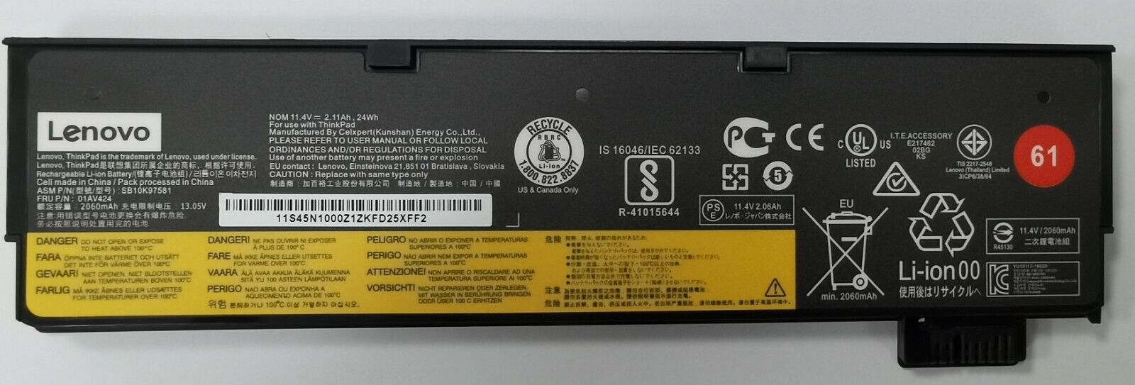 Genuine 01AV423 SB10K97580 Battery Lenovo ThinkPad A475 A485 series 01AV424 24WH