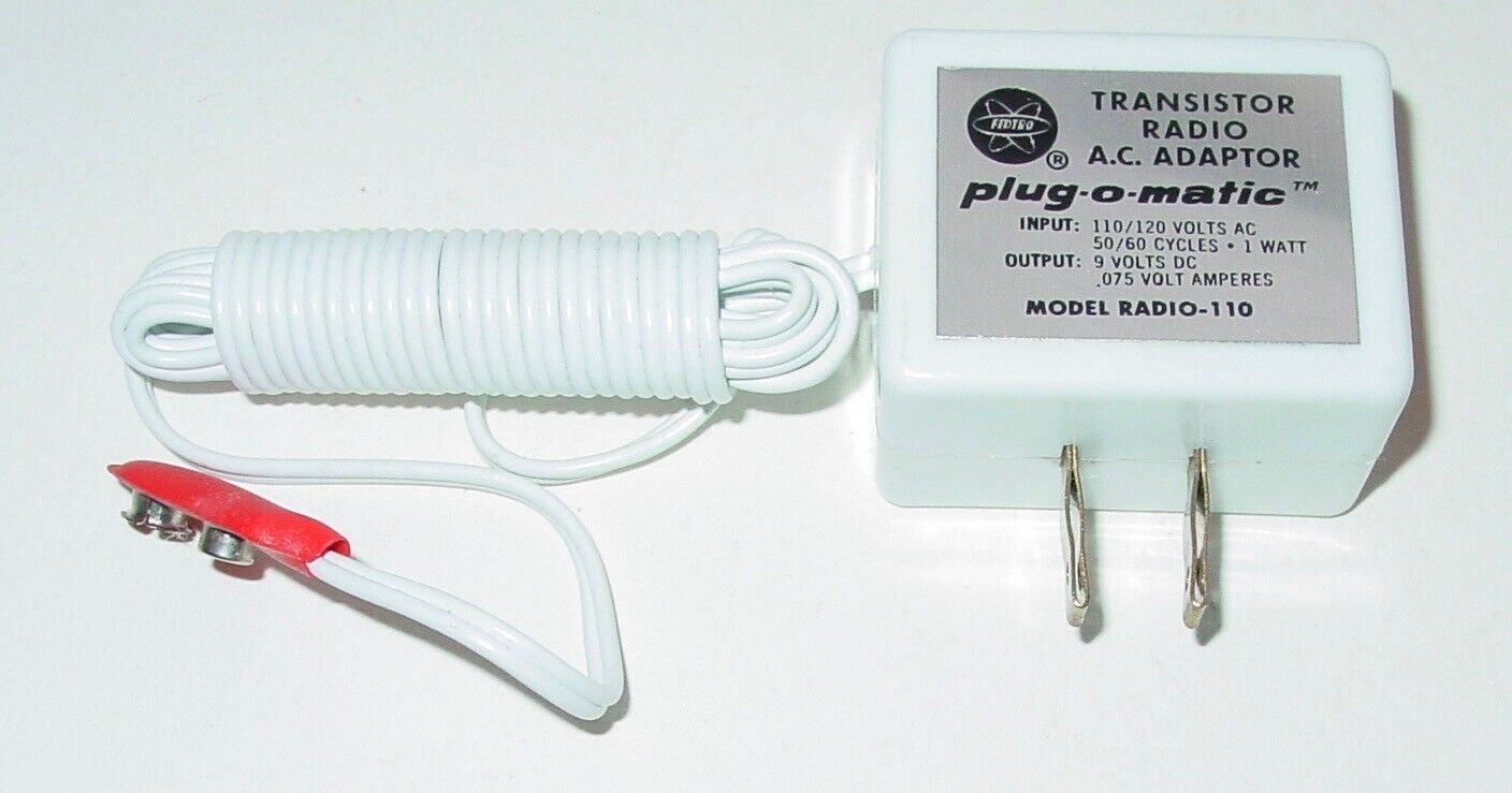 Vintage Transistor Radio AC Power Adapter 9v Battery Eliminator 1W Bench Supply