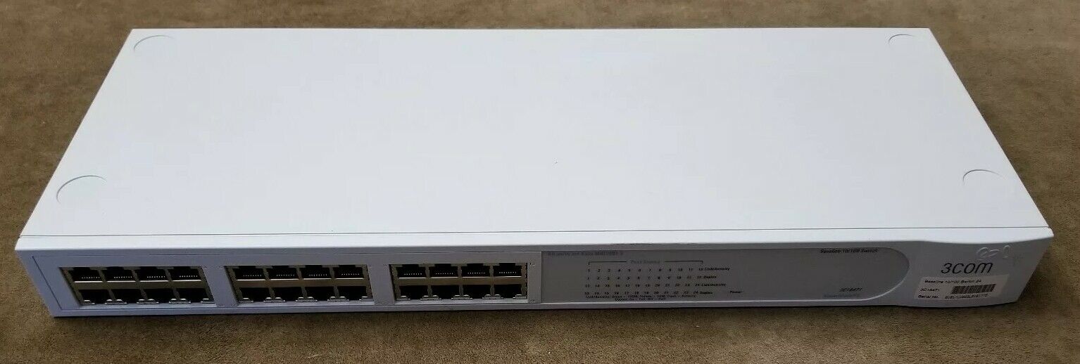 3COM SuperStack 3 Baseline 10/100 24 Port Switch w/ Power Cord 3C16471 3912A736