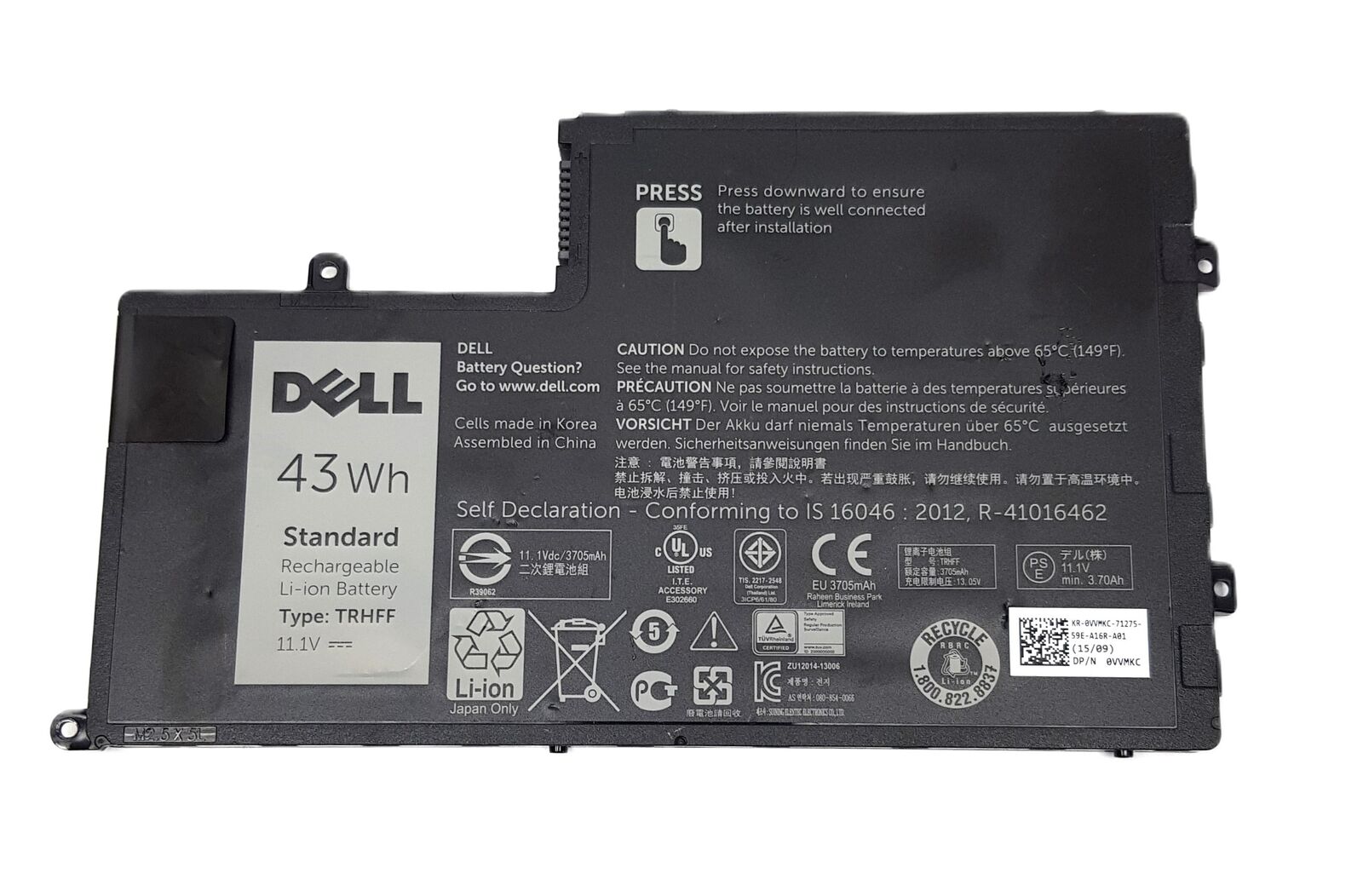 Genuine Dell Inspiron 14 15 43Wh 11.1V 3705mAh Li-Ion Battery TRHFF VVMKC