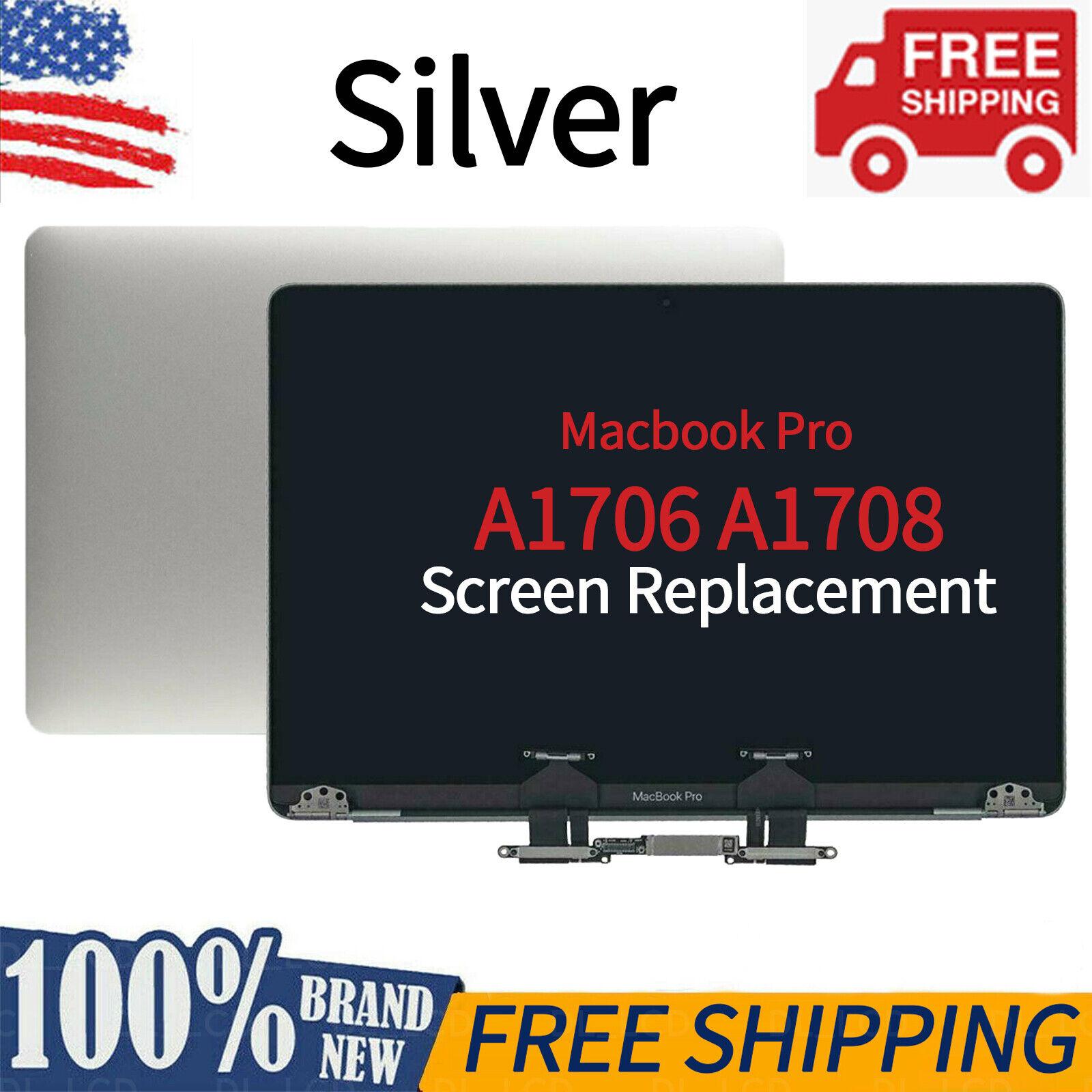 For MacBook Pro A1706 A1708 LCD Display Silver  Assembly 2016 2017 661-07971 NEW