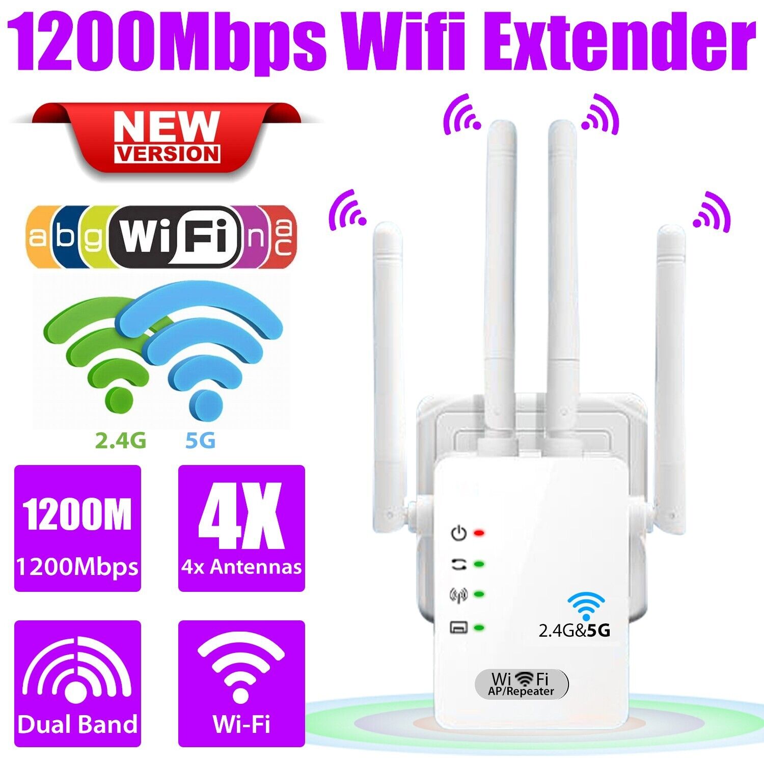 WIFI Extender booster repeater 1200Mbps 2.4G/5G internet Wifi Range Extender 5G