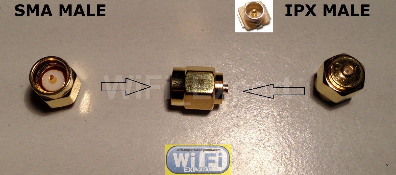 1 x Gold Plated SMA male plug to IPX U.fl male plug center RF adapter connector