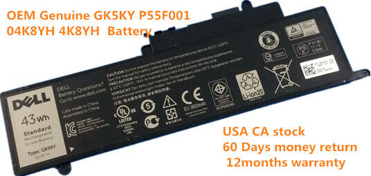 Genuine GK5KY Battery for De ll Inspiron 15 7558 P55F001 7568 04K8YH 4K8YH RHN1C