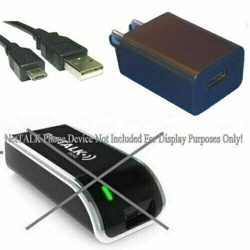 USB Wall Charger Power Supply & 3 Foot USB Cable FOR NetTalk DUO II Phone System