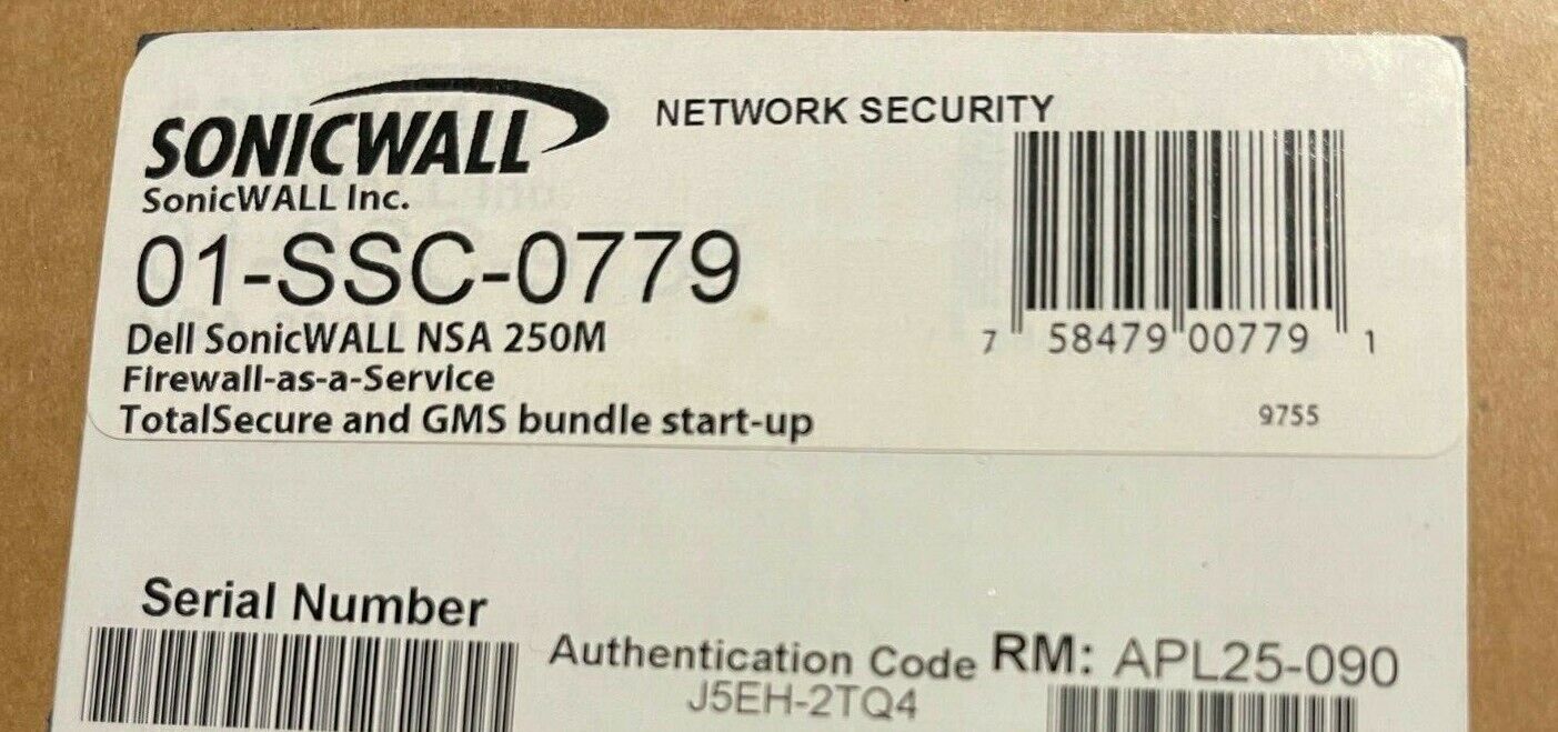 Sonicwall NSA 250M Firewall | Total Secure Package | Sealed box | 01-SSC-0779