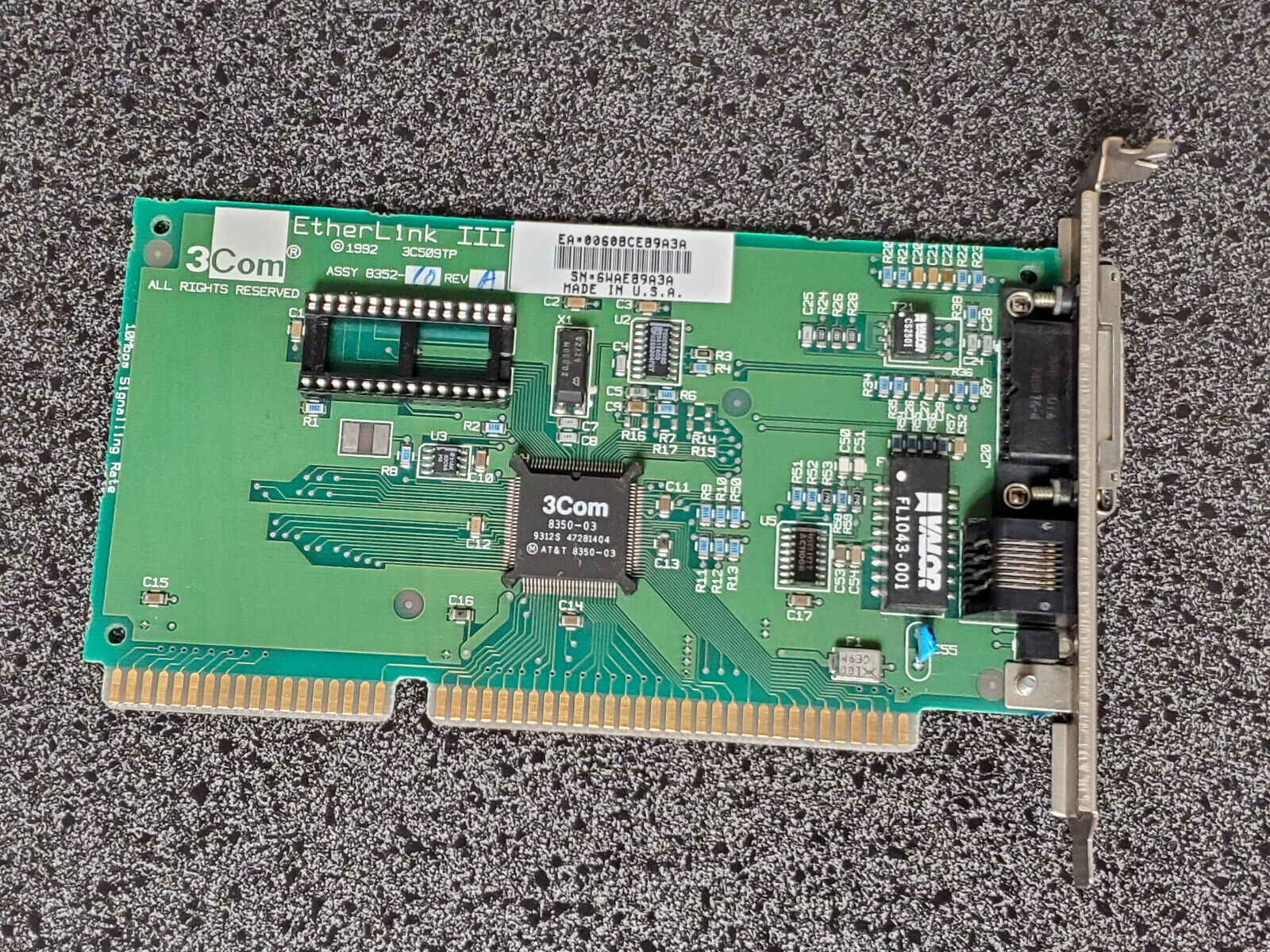 3COM ISA Network Card 10mbps ~ EtherLink III, 3C509-TP - TESTED (9A3A)
