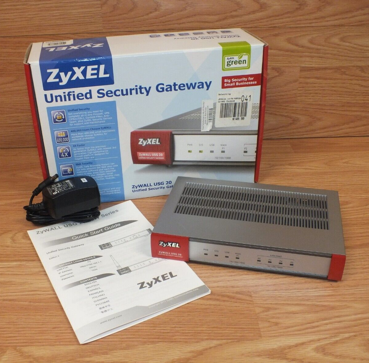 Genuine ZyXEL ZyWALL USG 20 Unified Security Gateway Security for Small Business