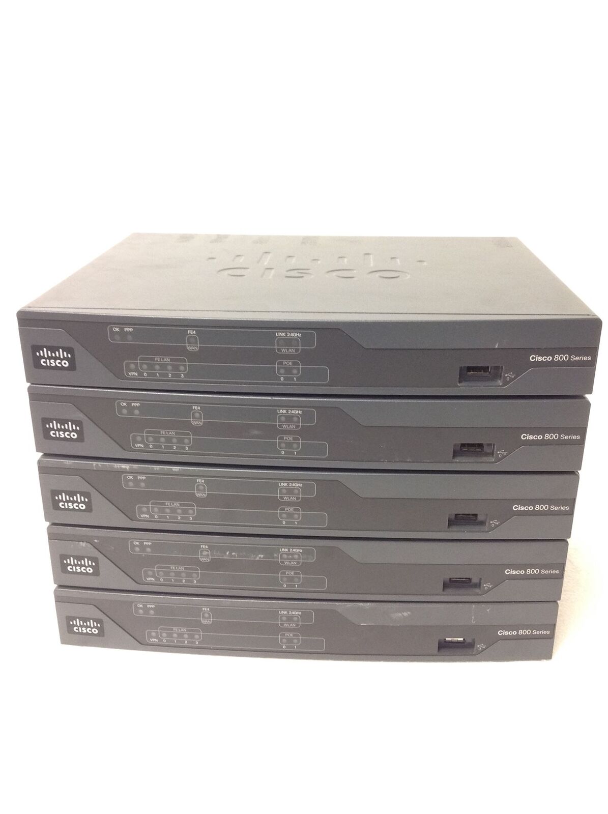 LOT OF 5 Cisco 881W-GN-A-K9 Ethernet Security Router - No AC Adapter WORKING