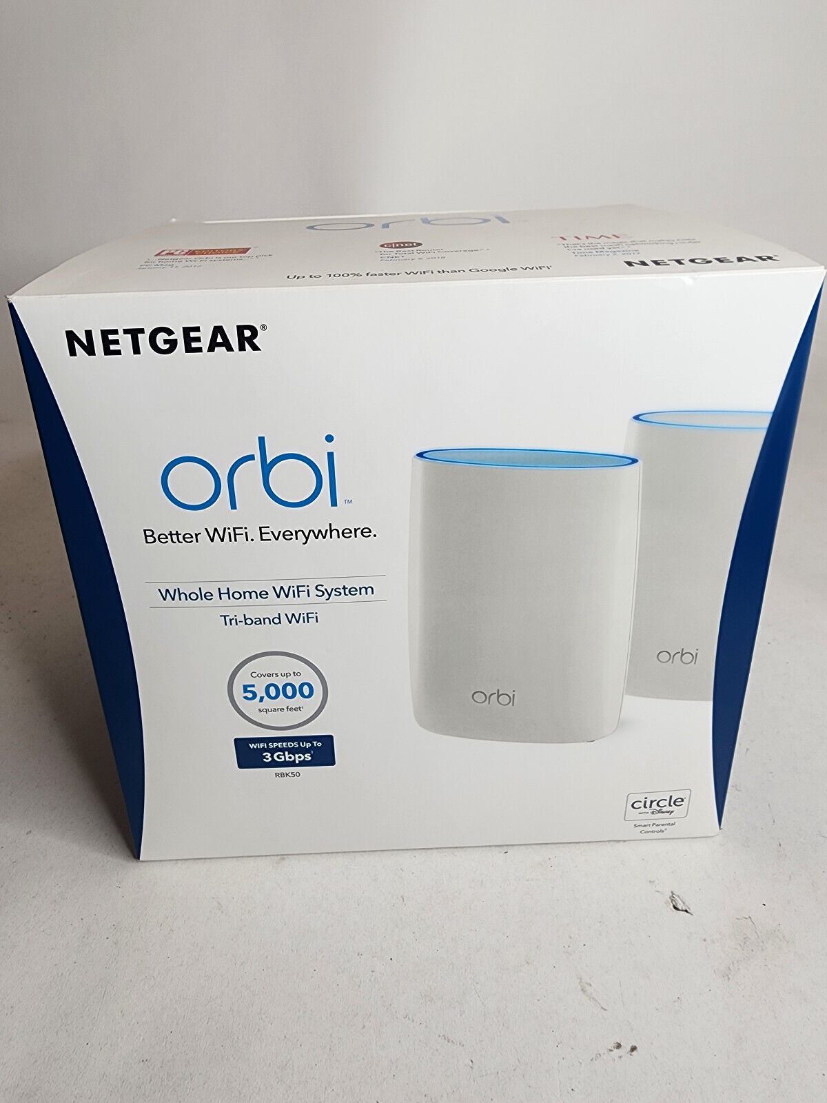 Netgear Orbi AC3000 Tri-Band Wireless Router White (RBK50-100NAS) NEW