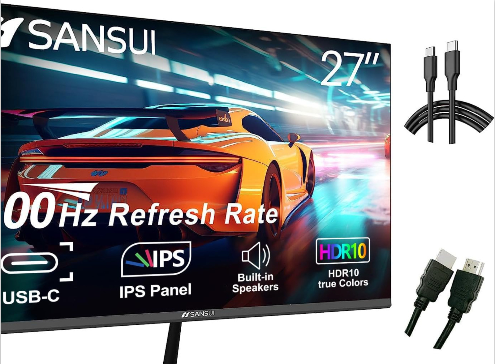 SANSUI Computer Monitors 27 inch 100Hz IPS FHD 1080P  for  working and gaming