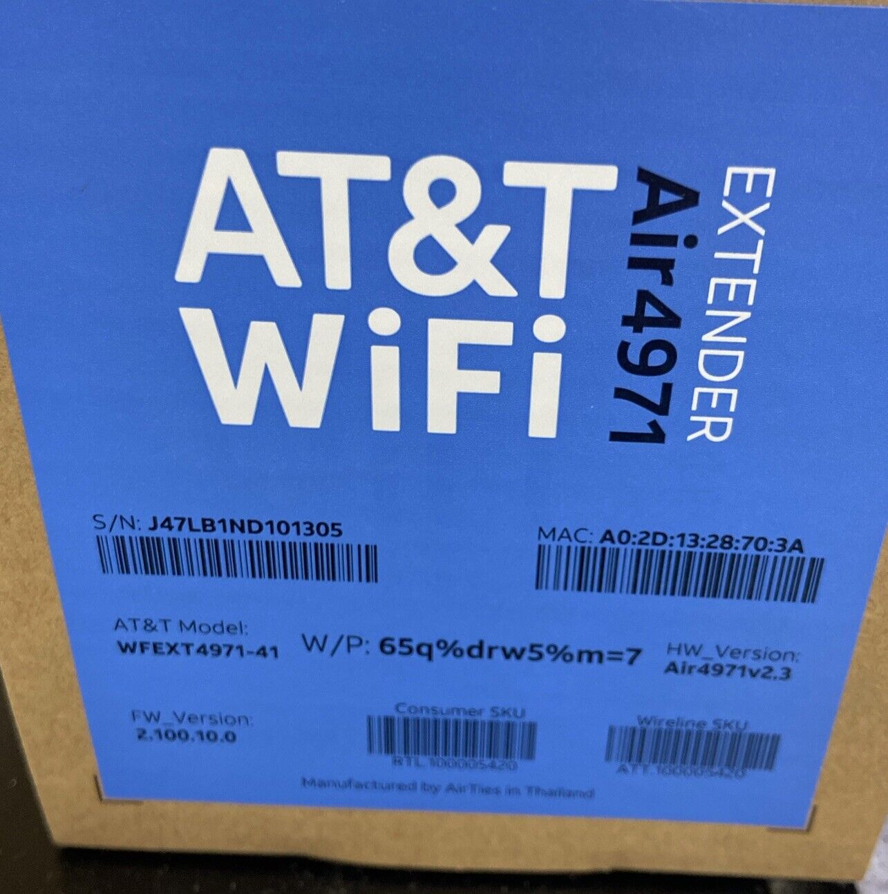 AT&T Air 4971 Tri-Band Wi-Fi 6 Smart Extender (NEW IN BOX) WFEXT4971-41