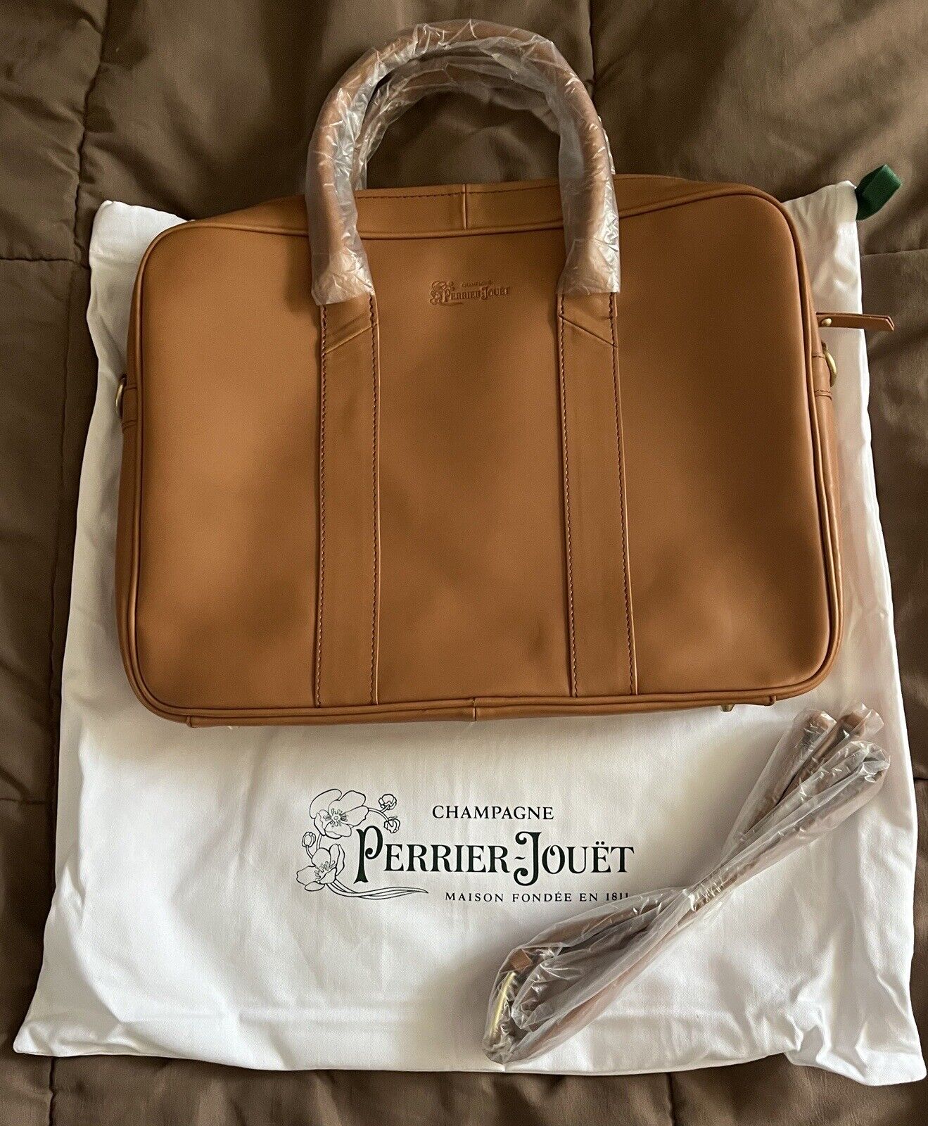 Perrier Jouet Champagne Leather Laptop Bag With Cloth Protective Bag *BRAND NEW*