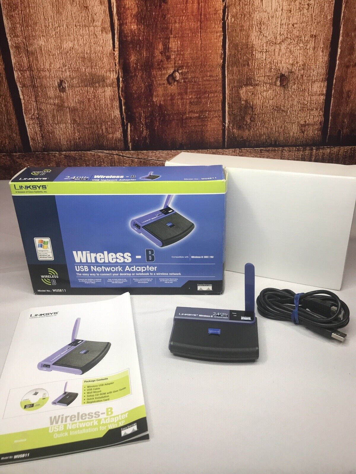 Linksys Model# WUSB11 Wireless-B USB Network Adapter w Box And Setup Guide EUC