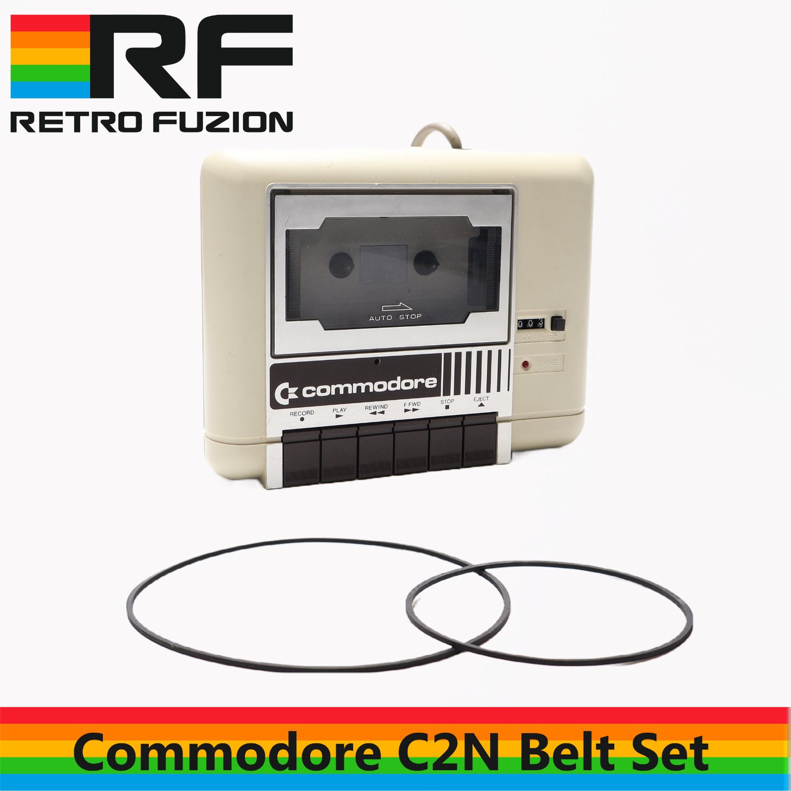 Commodore 1530 C2N Datasette Replacement Belt Set - Drive Belt & Counter Belt
