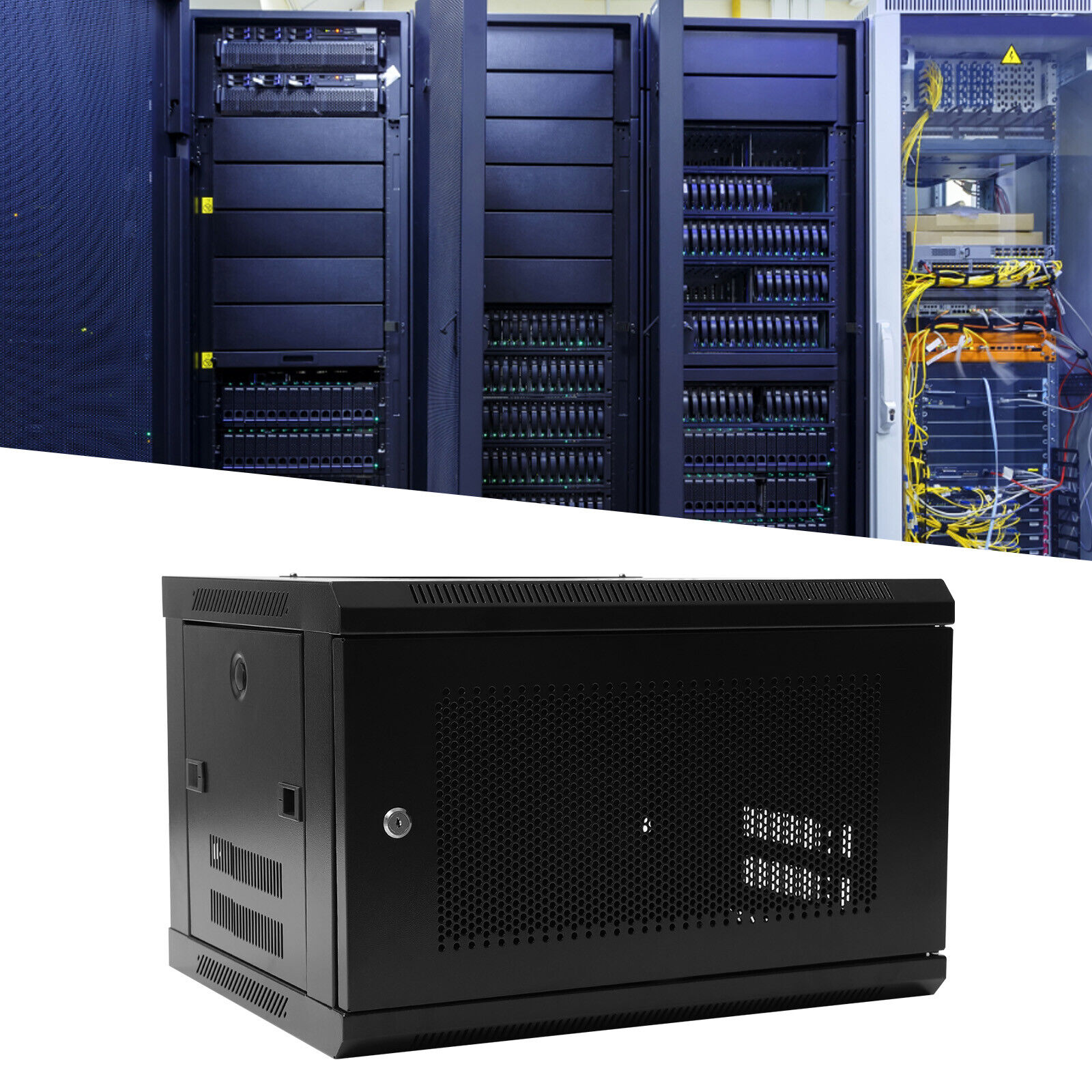 6U Wall Mount Server Cabinet Network Rack Vented Enclosure Locking Door Durable