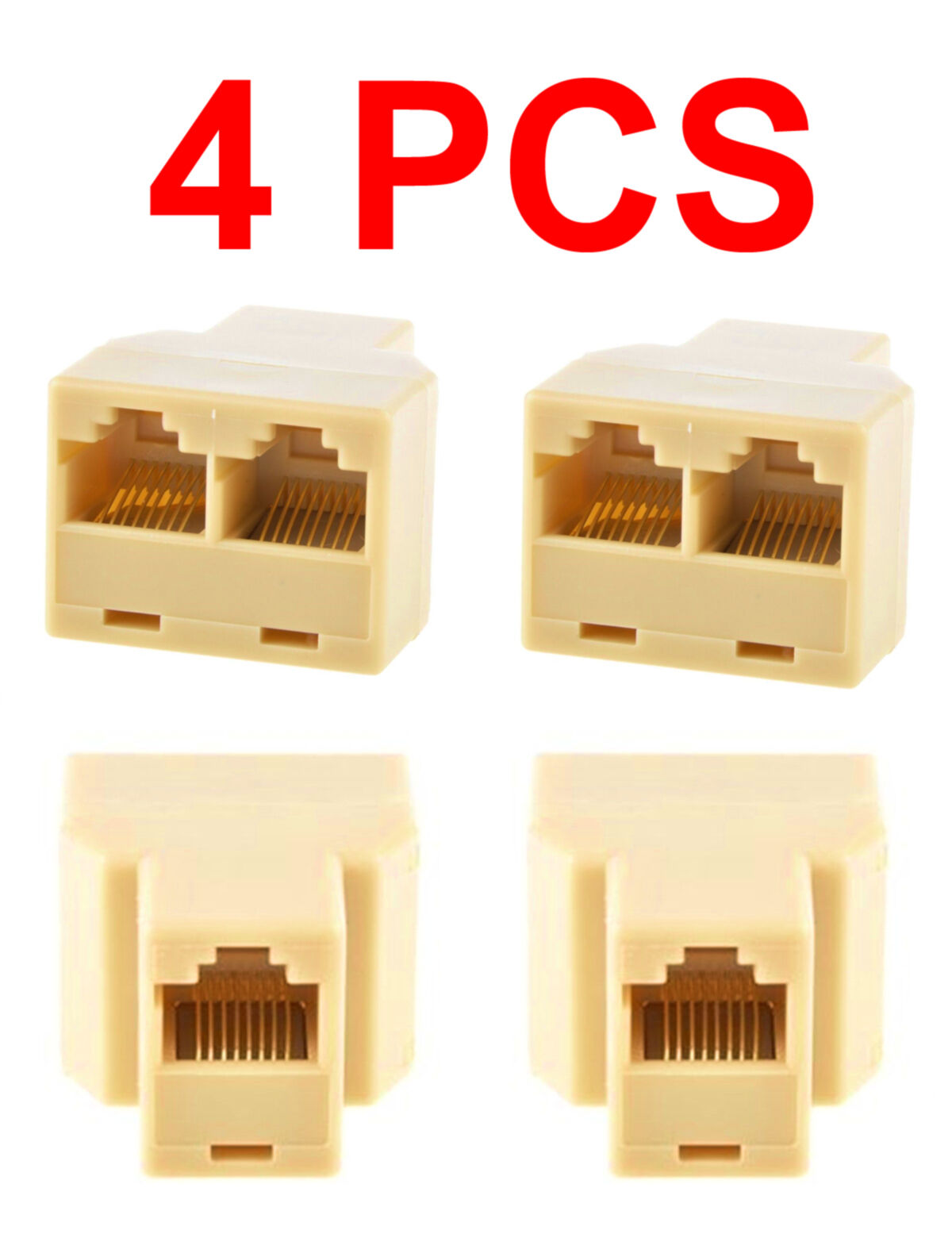 Lof of 4 Ethernet Splitter RJ45 Adaptor PC Connector Networking LAN Plug Cat5 6