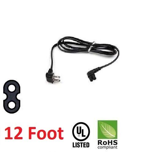 12 Ft foot Feet angled AC power cord figure 8 2 prong For Samsung TV UN65KS8500 