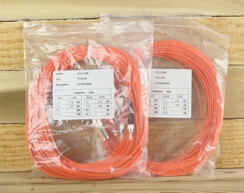 LOT OF 2 BRAND NEW Quiktron 810-L12-066 Fiber Jumper Cable LC to ST MM 20M (AMX)