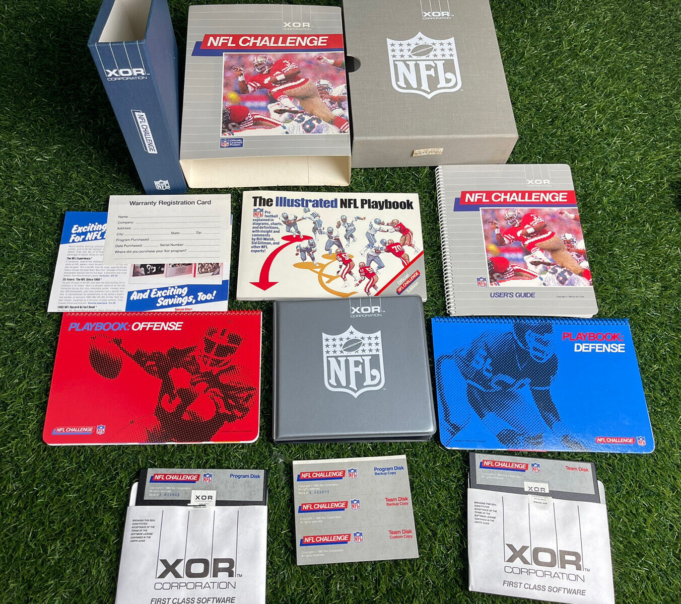 NFL Challenge XOR Complete in Box Vintage PC Game RARE Discs Manuals Inserts X27