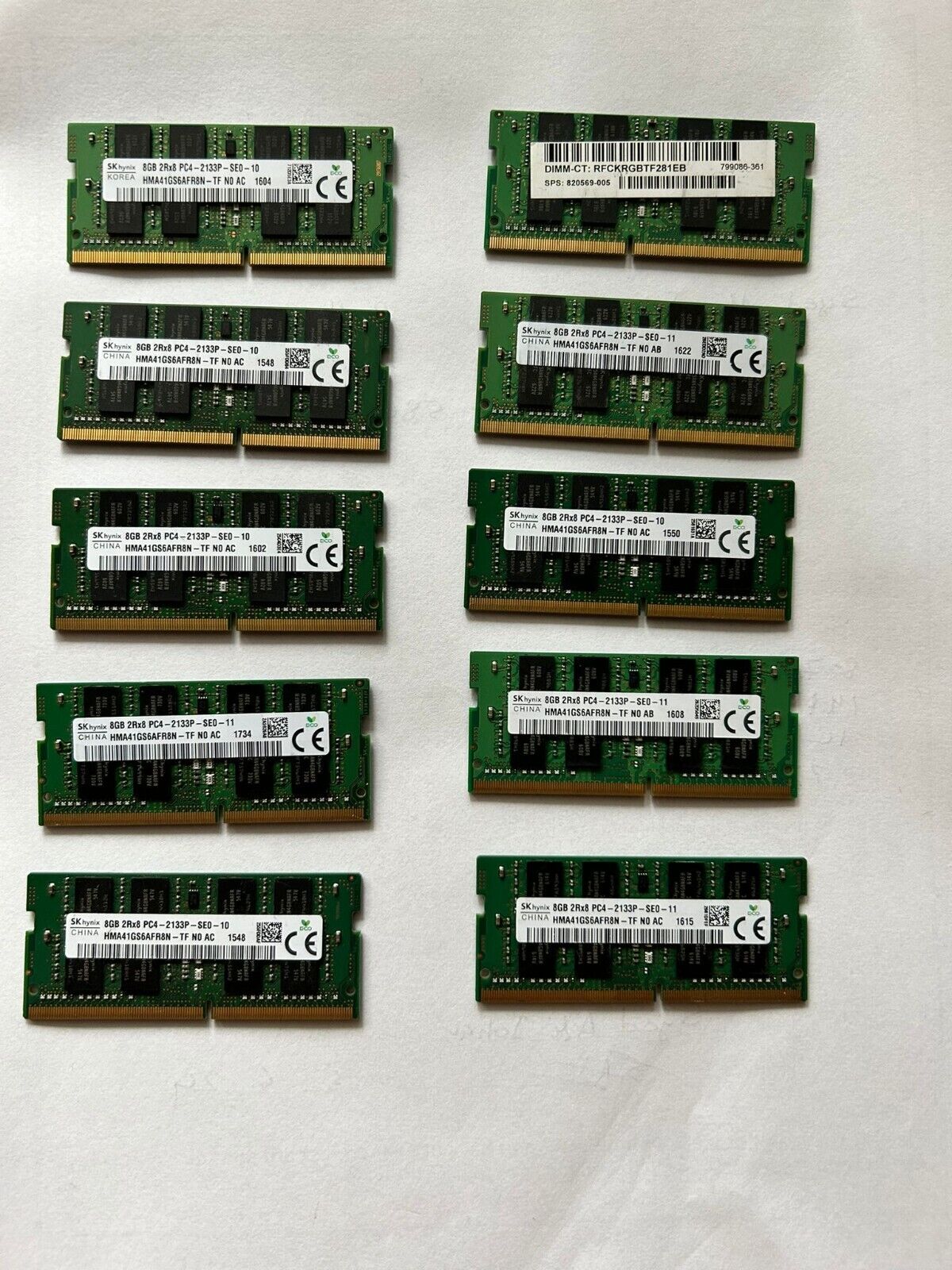lot 10 8gb ddr4 laptop ram HSK Hynix 8GB 2Rx8 PC4-2133P-SE0-10 Laptop Ram Memory