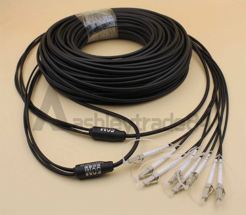 TPU Cable 100M Outdoor LC MM Fiber Optic Patch Cord Waterproof 4 cores Armored 