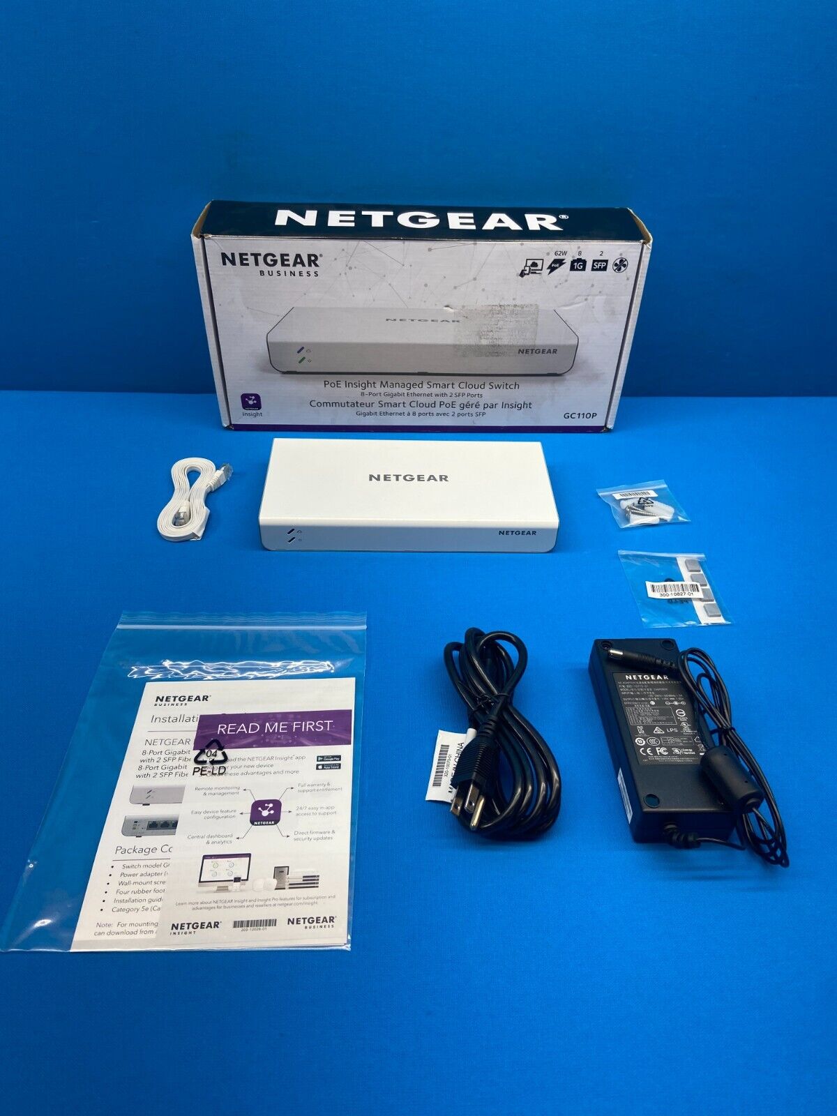 NETGEAR 8-Port Gigabit Ethernet w/2 SFP Ports GC110P PoE Smart Cloud Switch