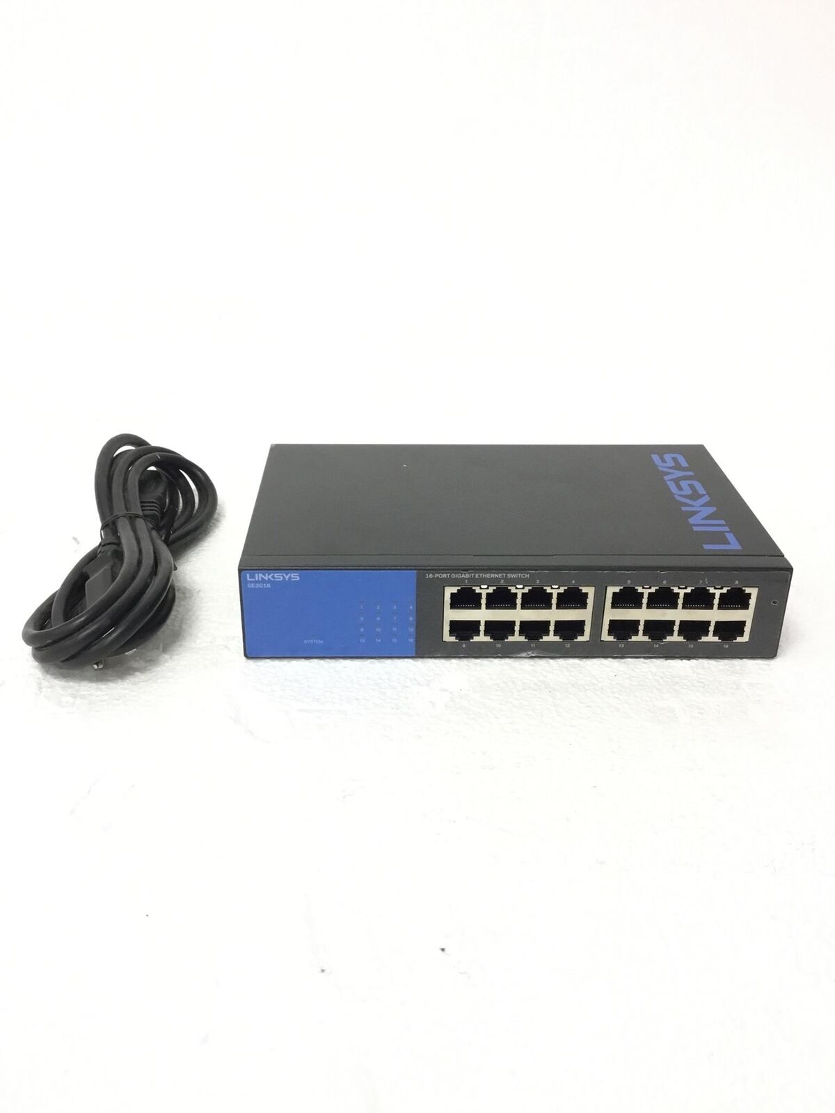LINKSYS SE3016 16 Port Gigabit Ethernet Switch w/Power Cord, WORKING, 