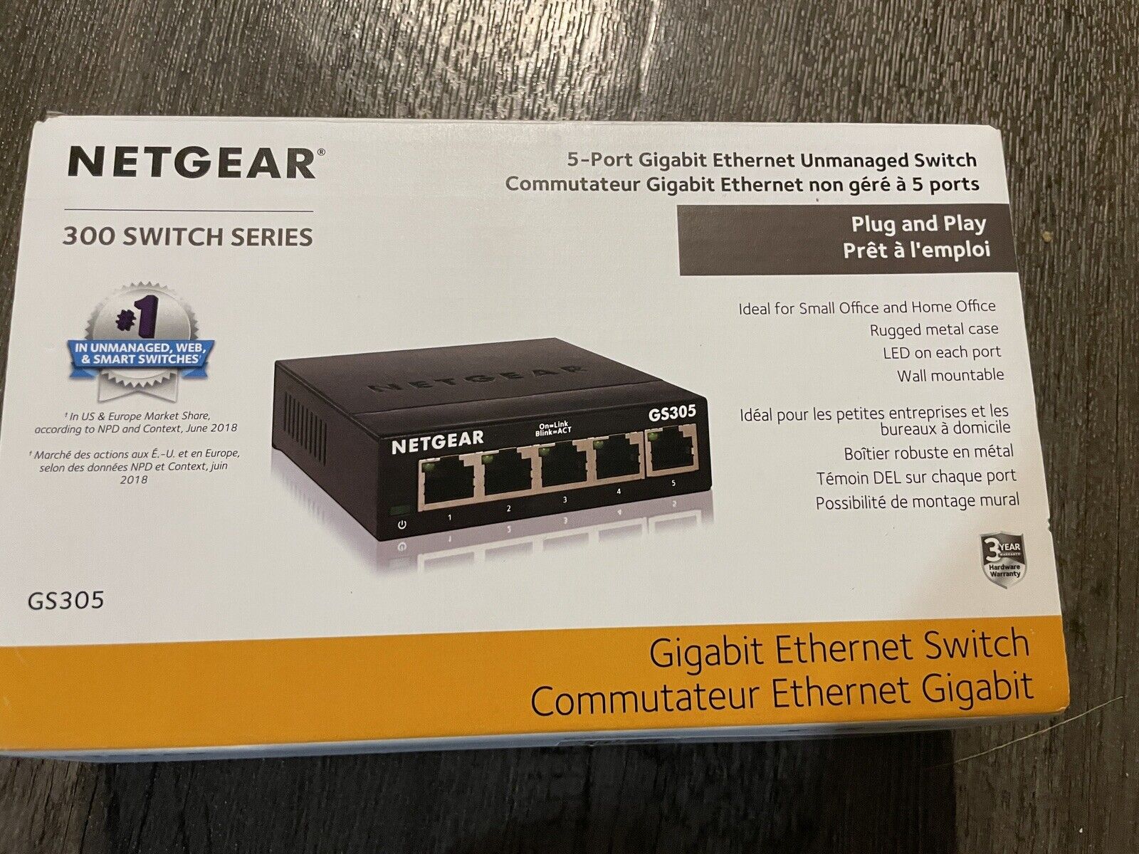 NETGEAR GS305-300PAS 5 Port Gigabit Ethernet Unmanaged Switch