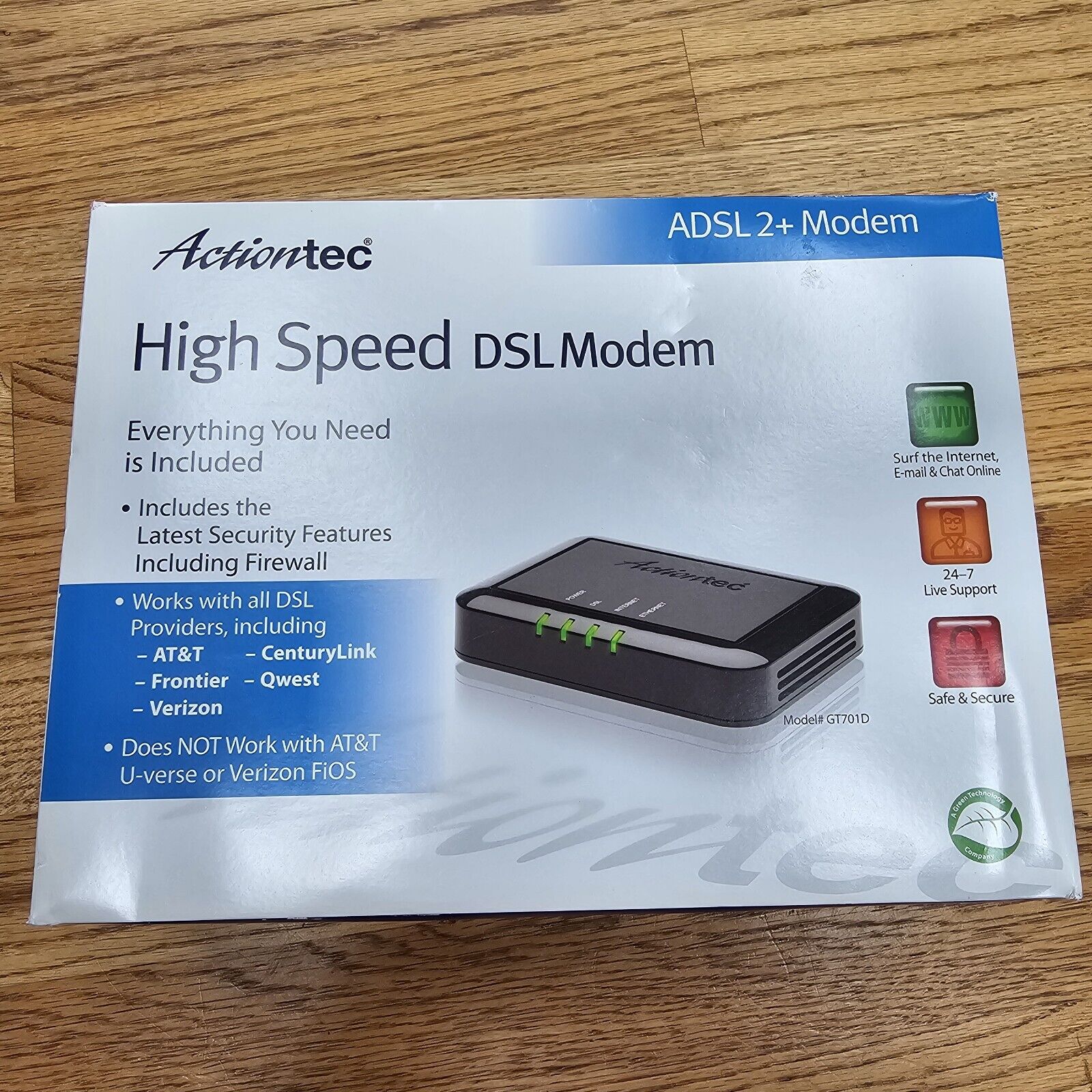 Actiontec GT701D Ethernet DSL Modem with Routing Capabilities ADSL 2+ Modem